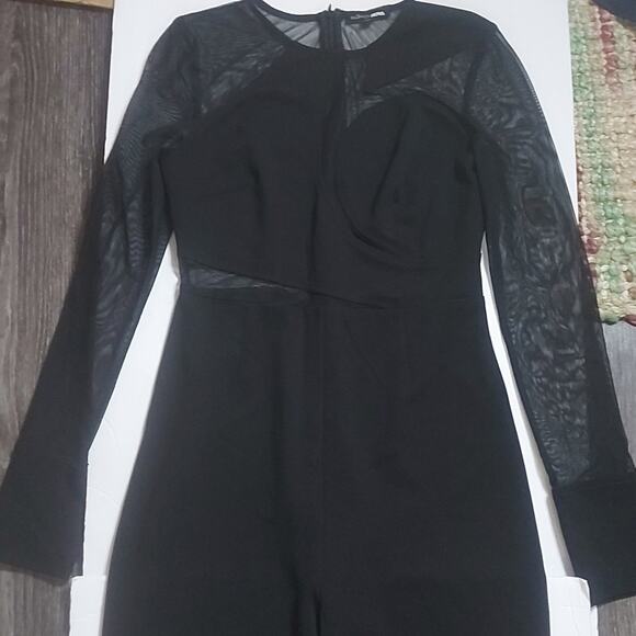 Fashion Nova Mesh Baby Black Sheer Jumpsuit S Coquette Girl Whimsy Goth Claddic - Picture 4 of 10